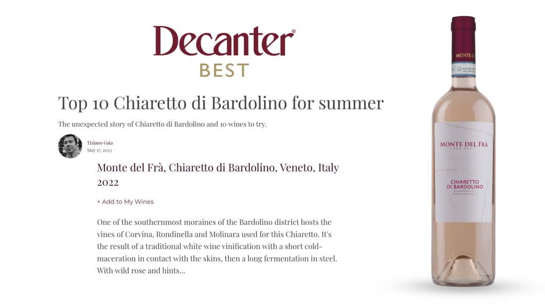 Top 10 Chiaretto di Bardolino wines - Decanter 2023 Top 10 Chiaretto di Bardolino wines - Decanter 2023