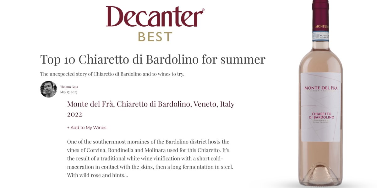 Top 10 Chiaretto di Bardolino wines - Decanter 2023 Top 10 Chiaretto di Bardolino wines - Decanter 2023