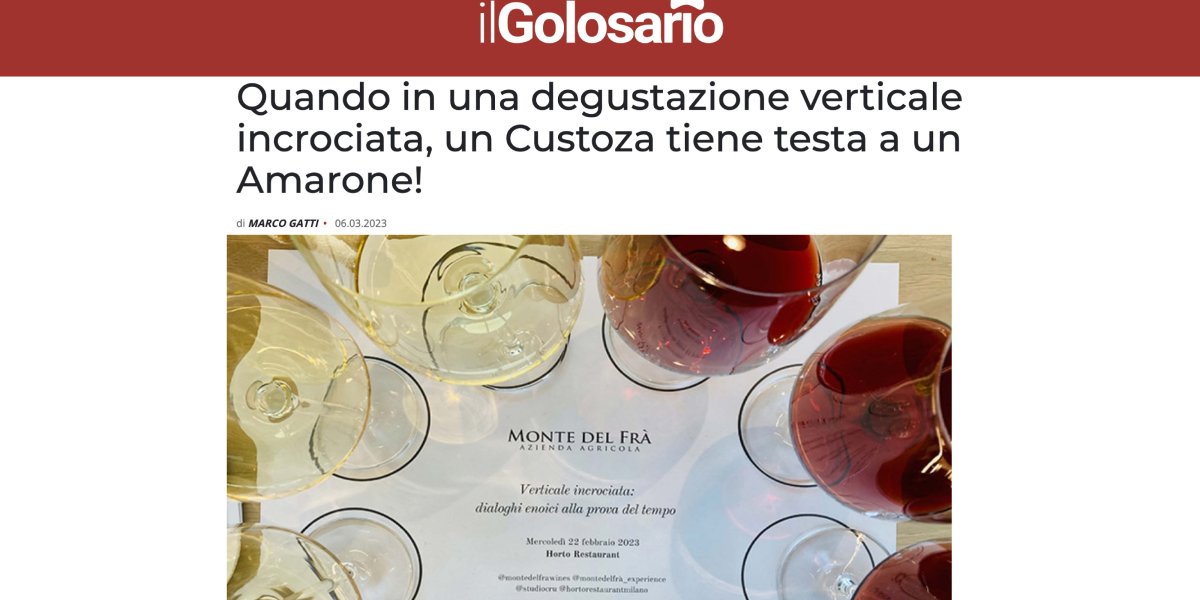 Verticale Custoza doc e Amarone doc Monte del Frà golosario_copertina.jpg